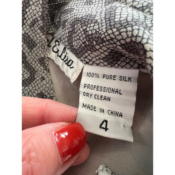 Mel & Lisa Gray Silk Snake Print Jacket Blazer 4 - Picture 6 of 6